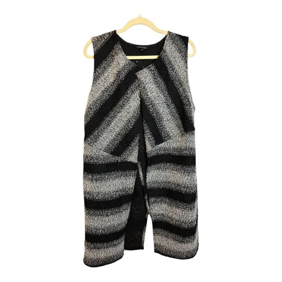 John Mark Vest Women's Size Large‎ Sweater Open Silver Black - Picture 1 of 4